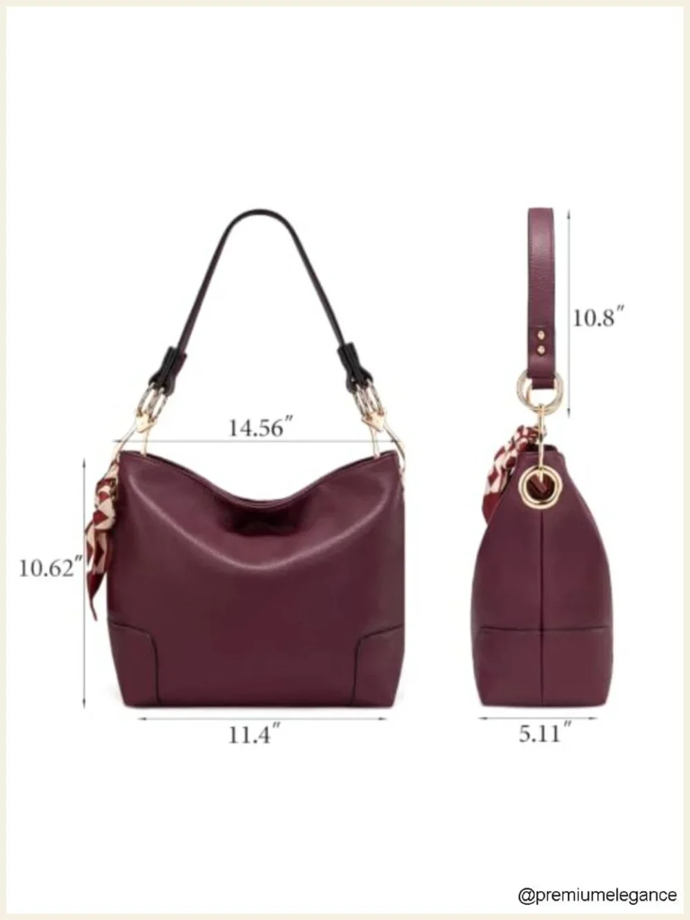 Faux Leather Hobo Bag Top Handle Satchel Shoulder Purse Bucket Handbag